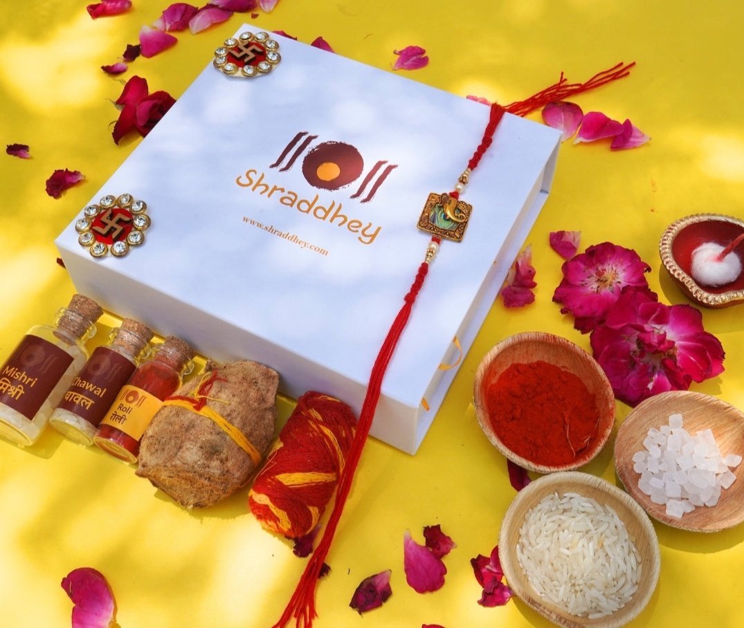 Ganesha Square Rakhi All in one Hamper