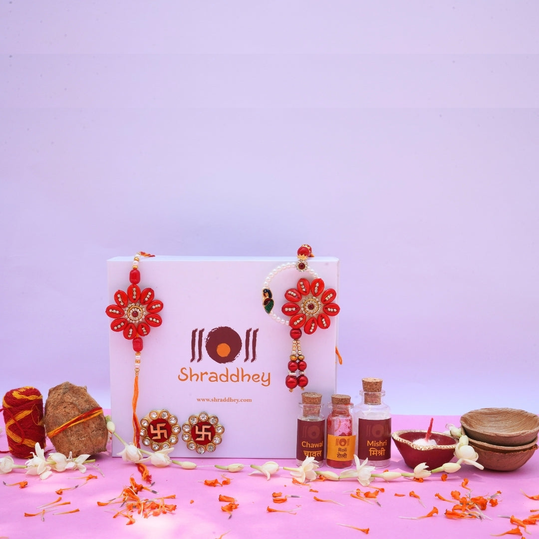 Red Shells Rakhi All in one Hamper