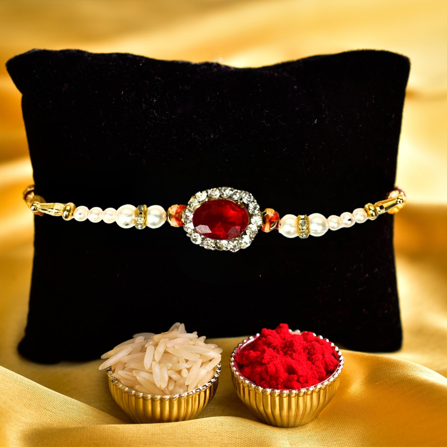 Red Stone Rakhi All in one Hamper