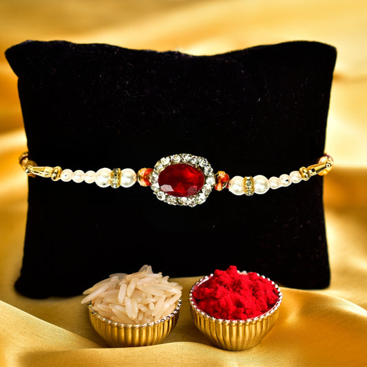 Red Stone Rakhi All in one Hamper