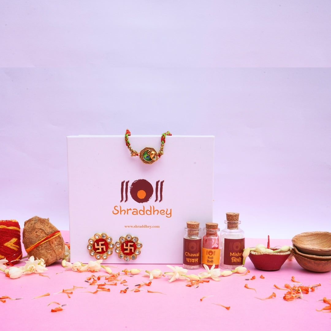Ganesha Peacock Rakhi All in one Hamper