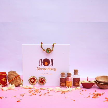 Ganesha Peacock Rakhi All in one Hamper