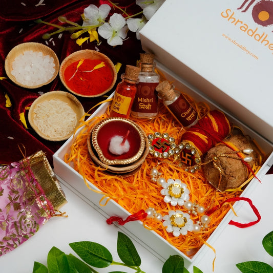 White Rakhi with Bracelet - All in one Hamper