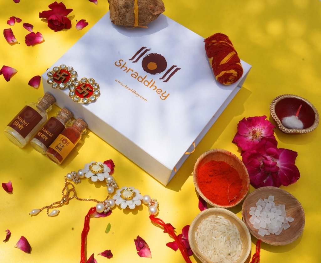 White Rakhi with Bracelet - All in one Hamper