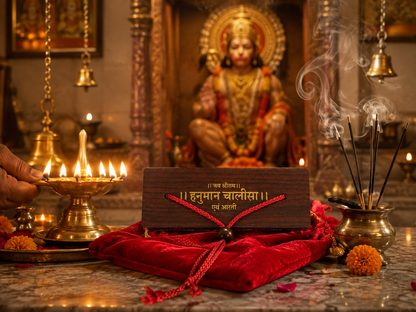 SHRADDHEY'S Hanuman Chalisa & Aarti portable Hardcover Book | Premium Wooden Pocket Book for Daily Reading, Home, Travel & Gifting