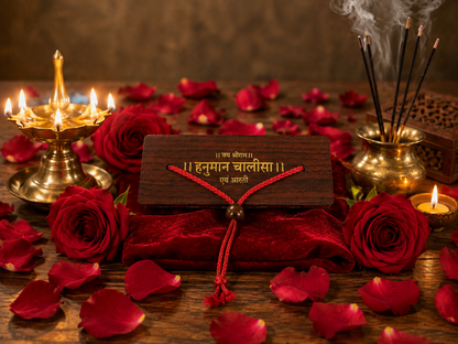 SHRADDHEY'S Hanuman Chalisa & Aarti portable Hardcover Book | Premium Wooden Pocket Book for Daily Reading, Home, Travel & Gifting
